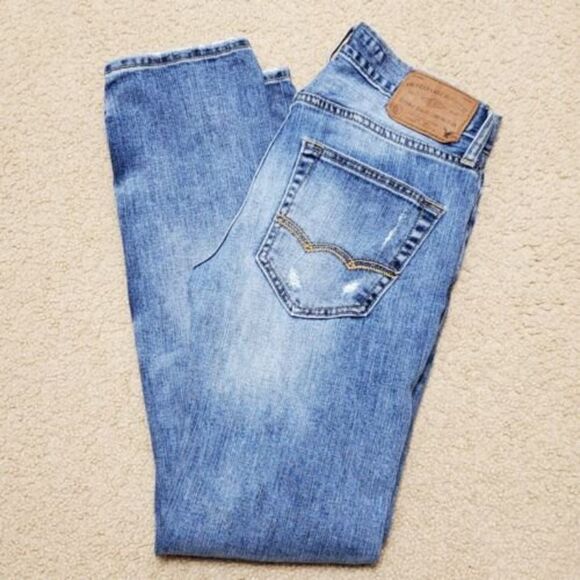 American Eagle Outfitters Mens 28 X 32 Core Flex Slim Straight Distressed Jeans - Picture 4 of 5